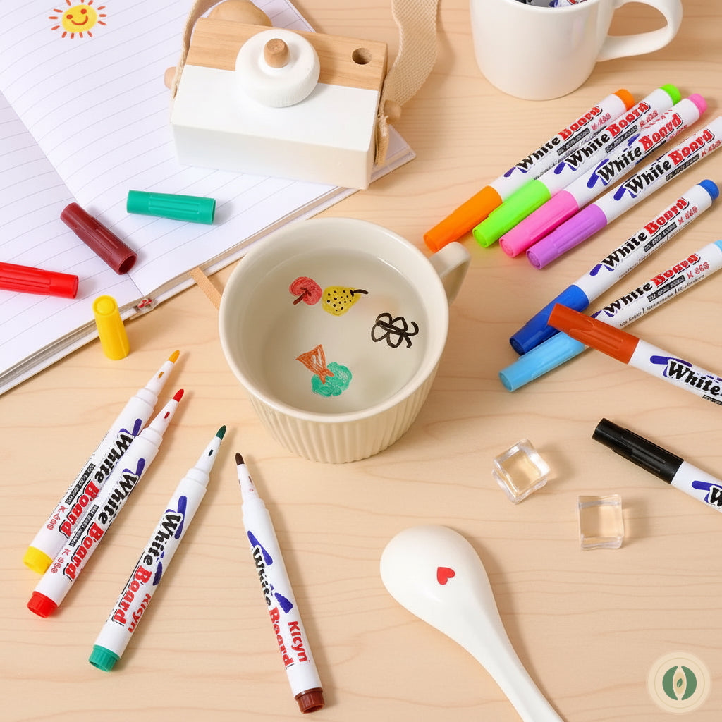 Stylo Magique Flottant à l'Eau (12 Couleurs) - Kit de Dessin Ludique & Éducatif pour Enfants - Jouet Créatif pour Apprendre en S'amusant