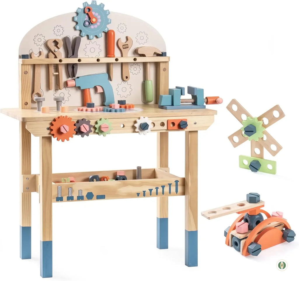 Robotime Robud - Établi en Bois Multifonctionnel - L'Atelier de Bricolage Idéal pour Enfant (3+ Ans)