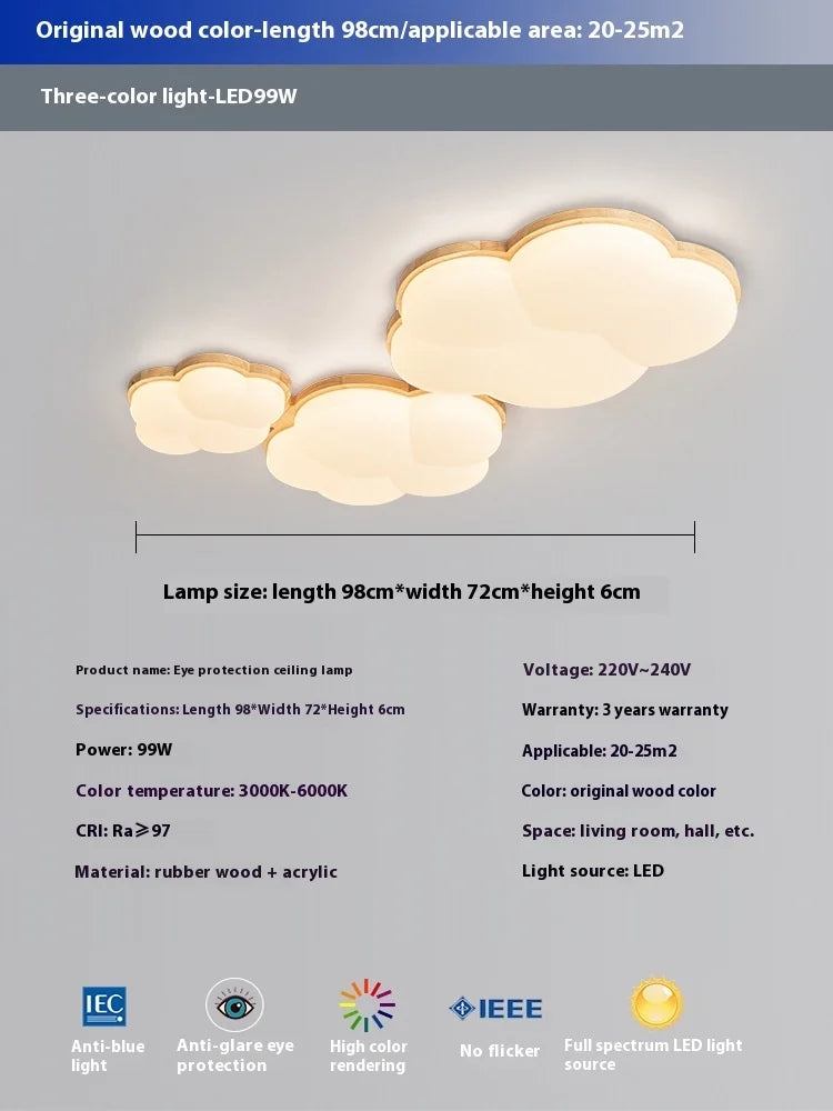 Plafonnier Minimaliste Coton et Bois Nordique | Lampe Ambiance Chaleureuse Chambre