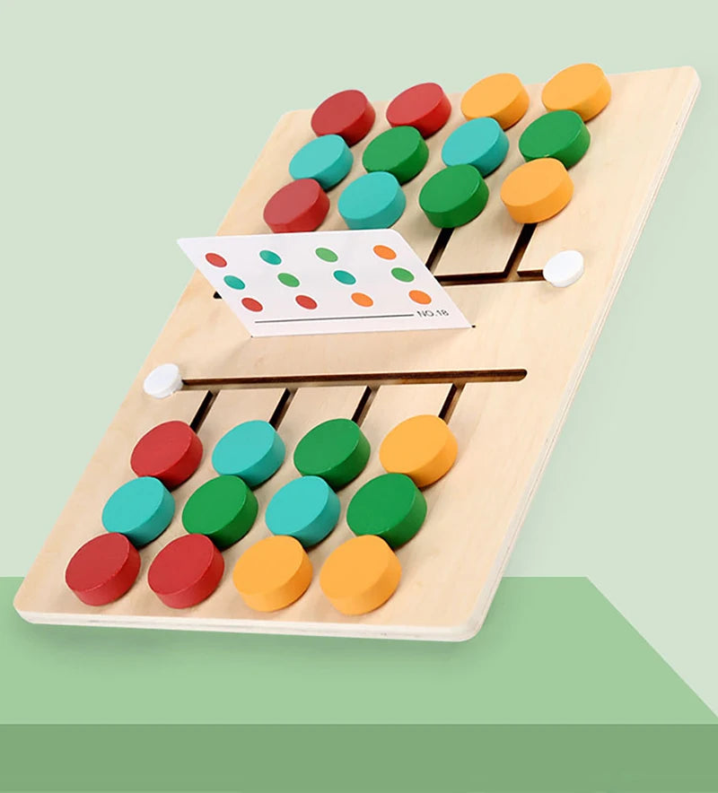 Jeu de Puzzle Coulissant en Bois Montessori pour Apprentissage des Couleurs