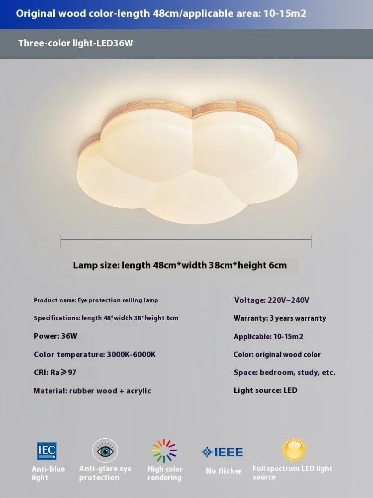 Plafonnier Minimaliste Coton et Bois Nordique | Lampe Ambiance Chaleureuse Chambre