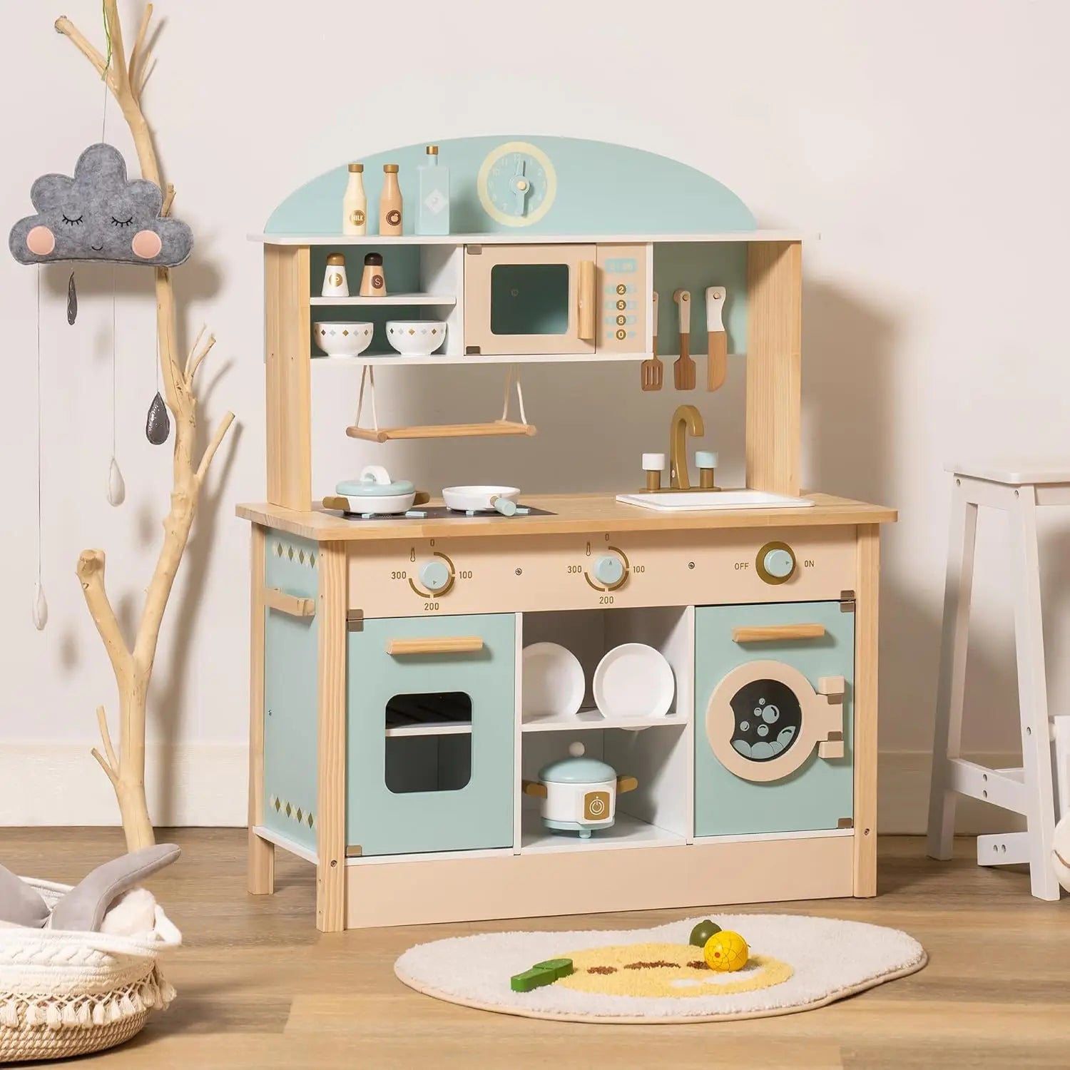 Robotime Robud - Grande Cuisine en Bois pour Enfants - Jouet d'Imitation Réaliste pour Filles & Garçons dès 3 Ans