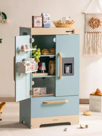 Robotime Robud - Ensemble de Cuisine & Électroménagers en Bois 3-en-1 (Four, Frigo, Lave-Linge) - Jouet d'Imitation Premium Bleu