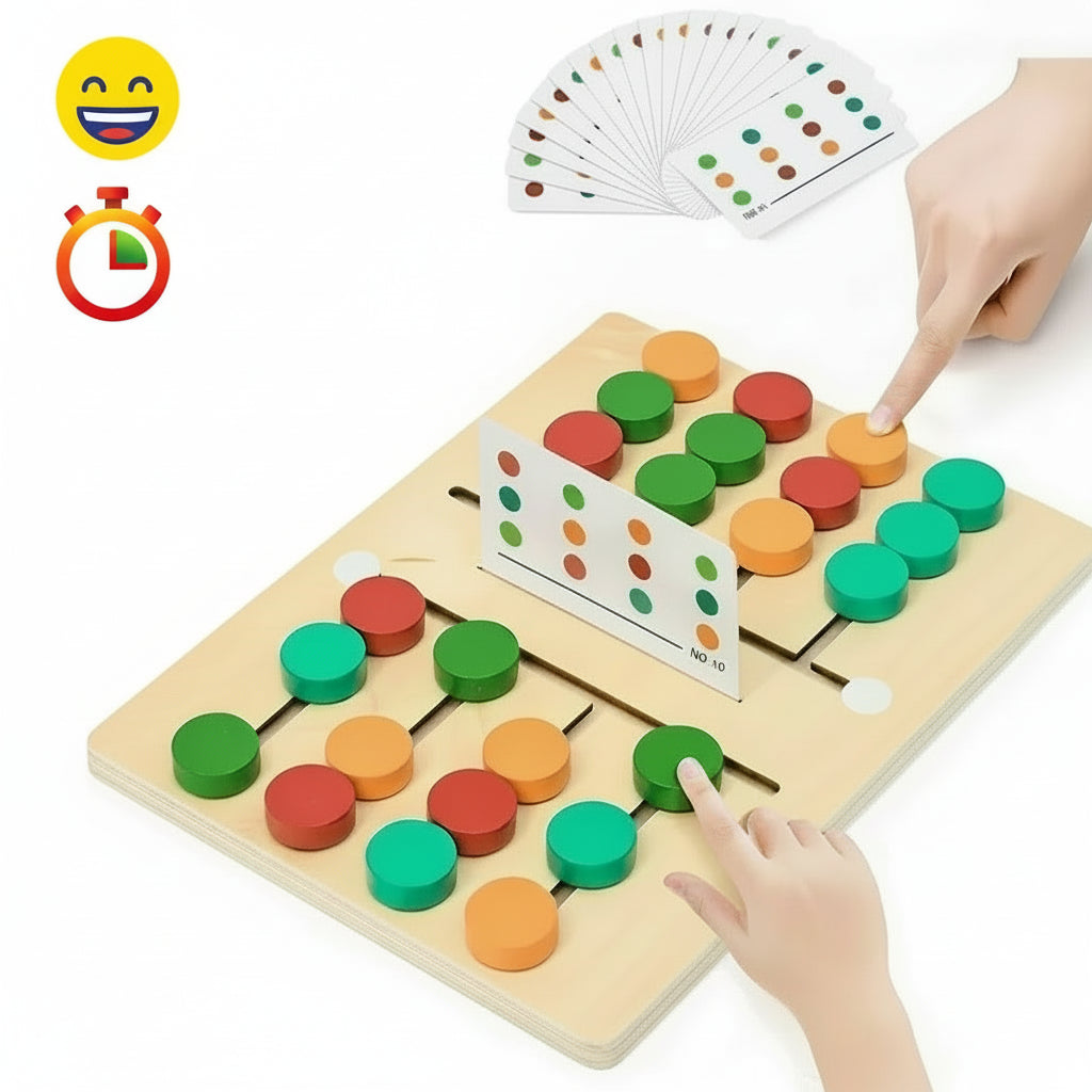 Jeu de Puzzle Coulissant en Bois Montessori pour Apprentissage des Couleurs