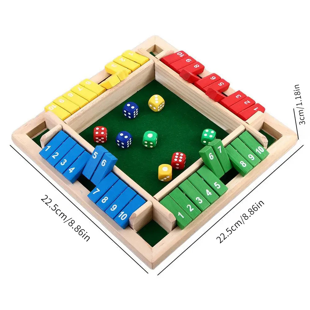 Le Jeu de Dés en Bois Shut The Box pour 4 Joueurs | Soirées Famille Inoubliables