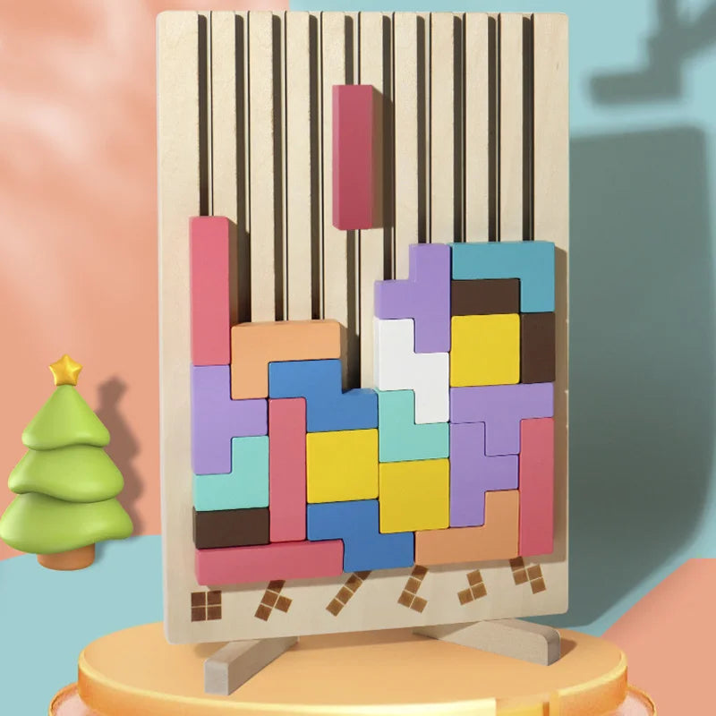 Puzzle 3D Montessori en Bois - Blocs Russes Éducatifs et Intelligents