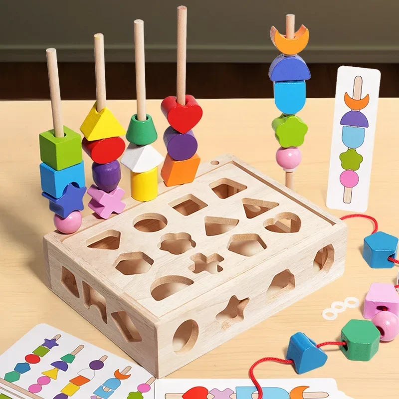 Kit d'Éveil Montessori 5 en 1 : Le Jouet en Bois Qui Développe les Compétences de Bébé (0-6 Ans)