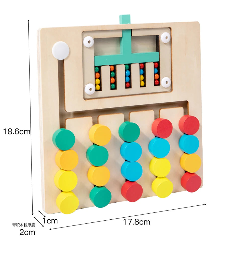 Jeu de Puzzle Coulissant en Bois Montessori pour Apprentissage des Couleurs