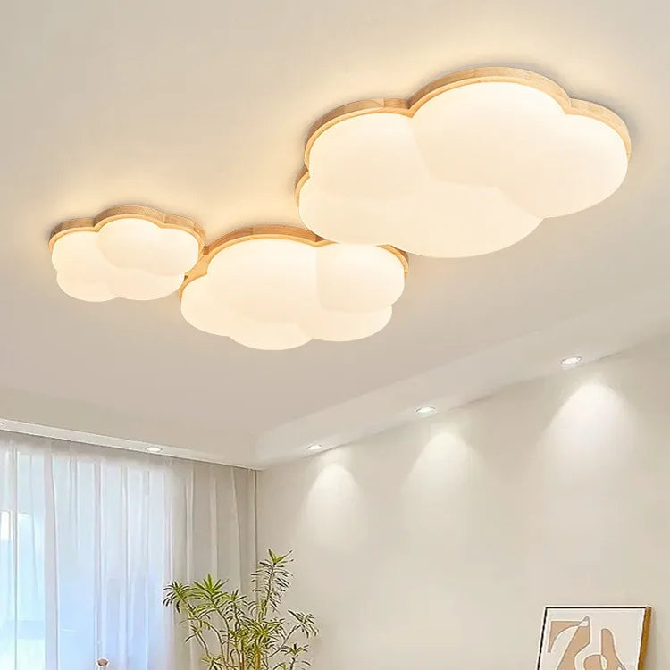 Plafonnier Minimaliste Coton et Bois Nordique | Lampe Ambiance Chaleureuse Chambre