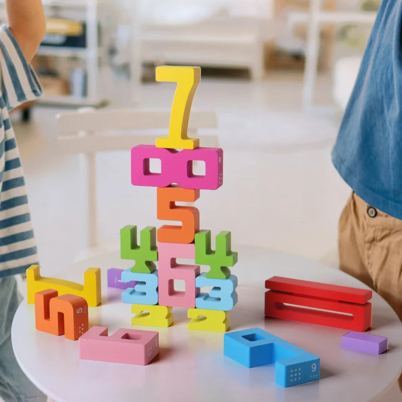Blocs de Construction Montessori en Bois Naturel - Jeu Éducatif et Empilable pour l'Éveil des Enfants