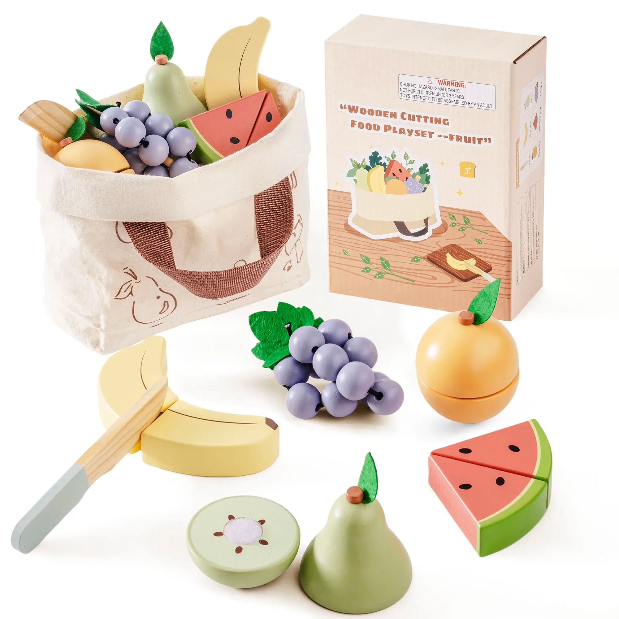 Robotime Robud - Cuisine en Bois Classique : Jeu d'Imitation Éducatif avec Fruits & Légumes à Couper