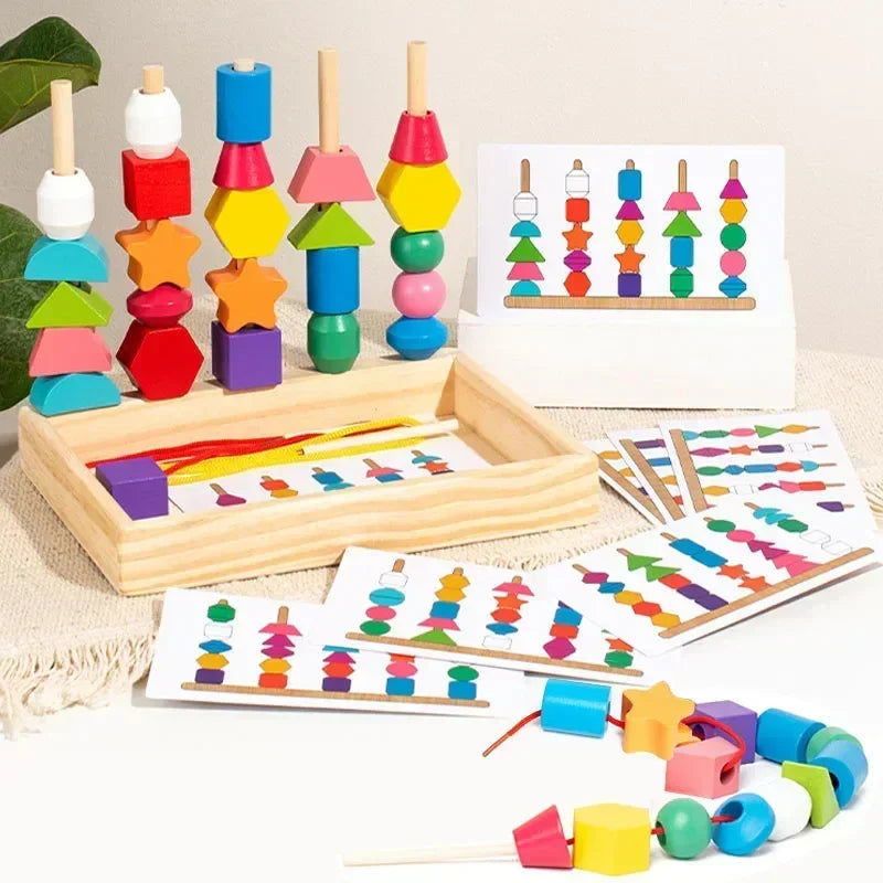 Kit d'Éveil Montessori 5 en 1 : Le Jouet en Bois Qui Développe les Compétences de Bébé (0-6 Ans)