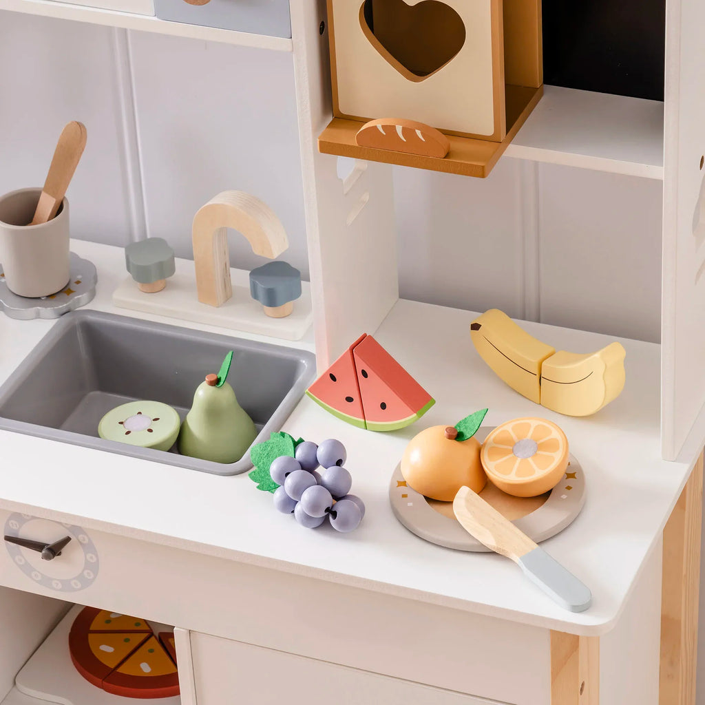 Robotime Robud - Cuisine en Bois Classique : Jeu d'Imitation Éducatif avec Fruits & Légumes à Couper