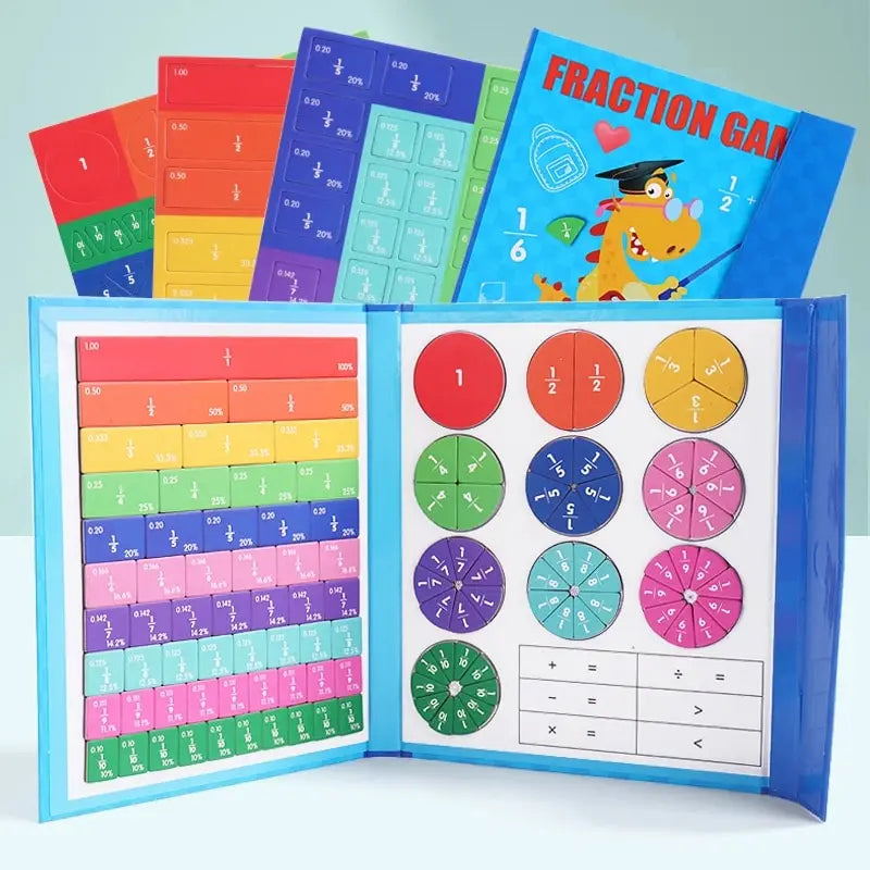 Jeu de Fractions Magnétiques Montessori en Bois - Apprendre les Maths en S'amusant