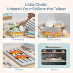 Robotime Robud - Ensemble de Cuisine & Électroménagers en Bois 3-en-1 (Four, Frigo, Lave-Linge) - Jouet d'Imitation Premium Bleu