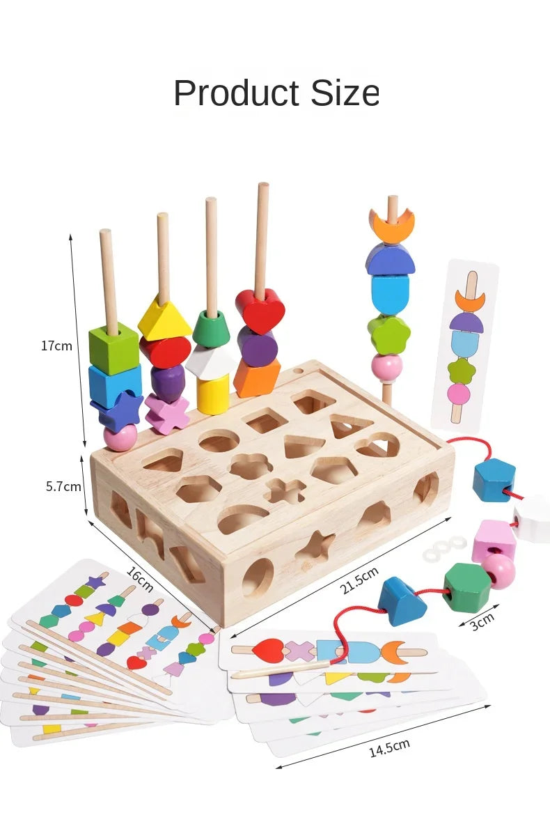 Kit d'Éveil Montessori 5 en 1 : Le Jouet en Bois Qui Développe les Compétences de Bébé (0-6 Ans)
