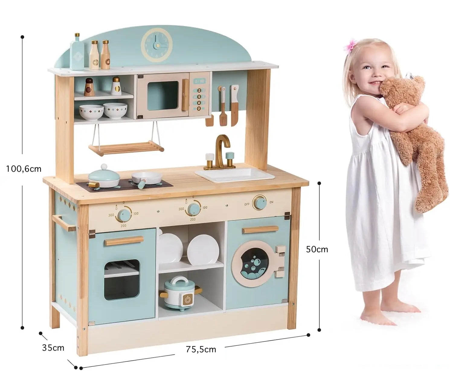 Robotime Robud - Grande Cuisine en Bois pour Enfants - Jouet d'Imitation Réaliste pour Filles & Garçons dès 3 Ans