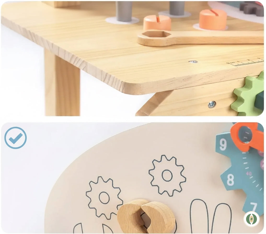 Robotime Robud - Établi en Bois Multifonctionnel - L'Atelier de Bricolage Idéal pour Enfant (3+ Ans)