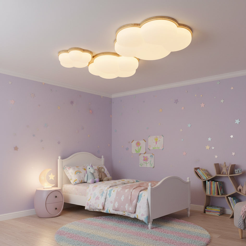 Plafonnier Minimaliste Coton et Bois Nordique | Lampe Ambiance Chaleureuse Chambre