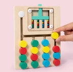 Jeu de Puzzle Coulissant en Bois Montessori pour Apprentissage des Couleurs