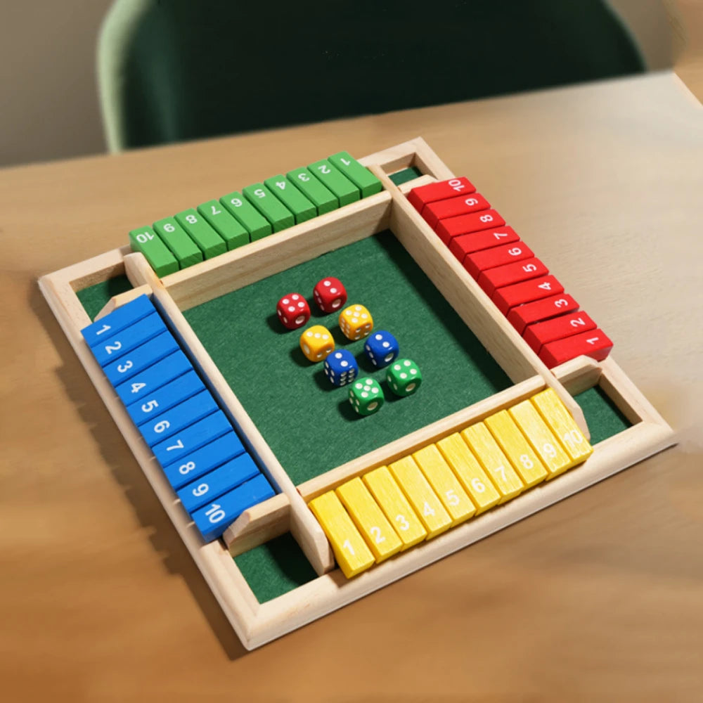 Le Jeu de Dés en Bois Shut The Box pour 4 Joueurs | Soirées Famille Inoubliables
