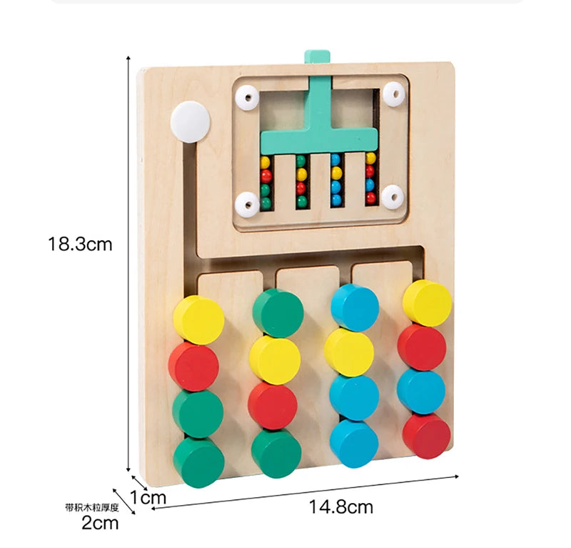 Jeu de Puzzle Coulissant en Bois Montessori pour Apprentissage des Couleurs