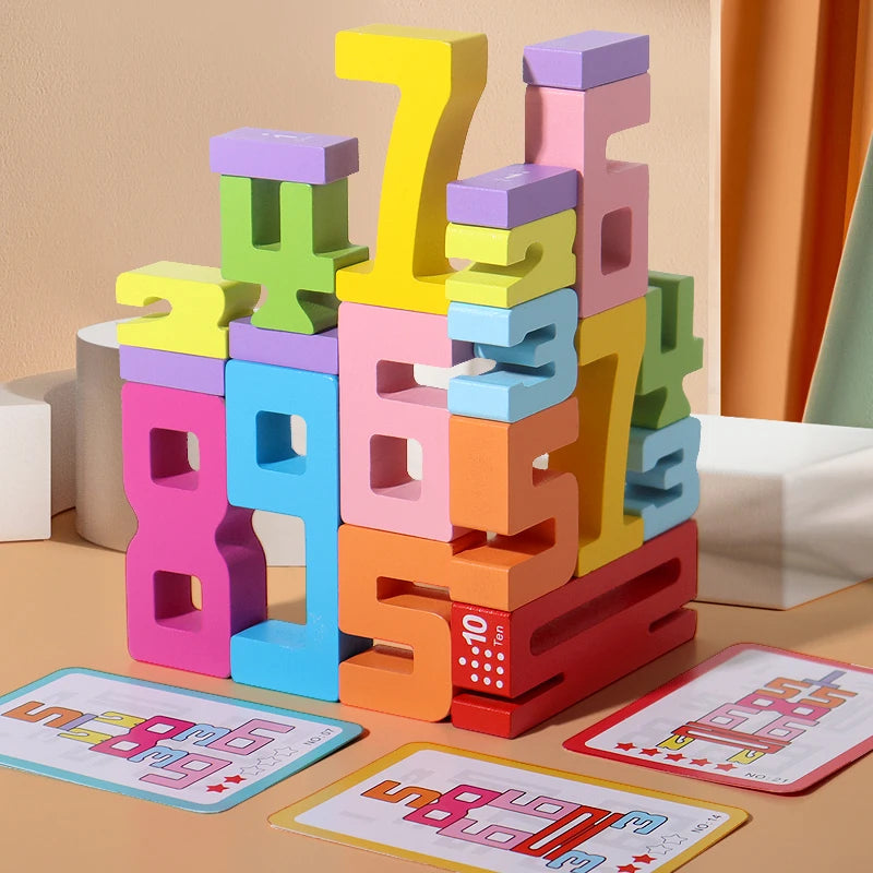 Blocs de Construction Montessori en Bois Naturel - Jeu Éducatif et Empilable pour l'Éveil des Enfants