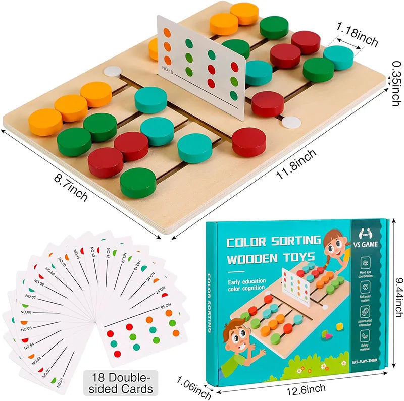 Jeu de Puzzle Coulissant en Bois Montessori pour Apprentissage des Couleurs