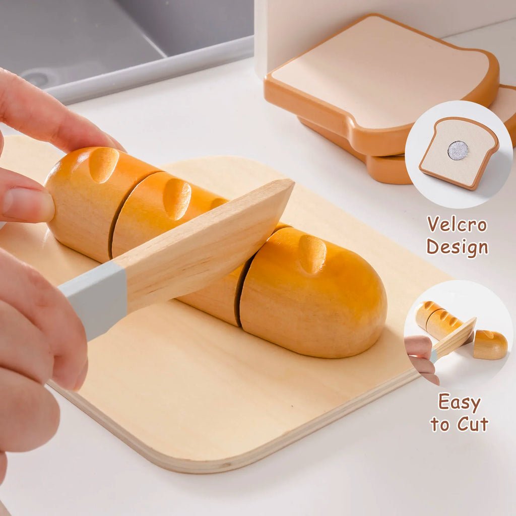 Robotime Robud - Cuisine en Bois Classique : Jeu d'Imitation Éducatif avec Fruits & Légumes à Couper