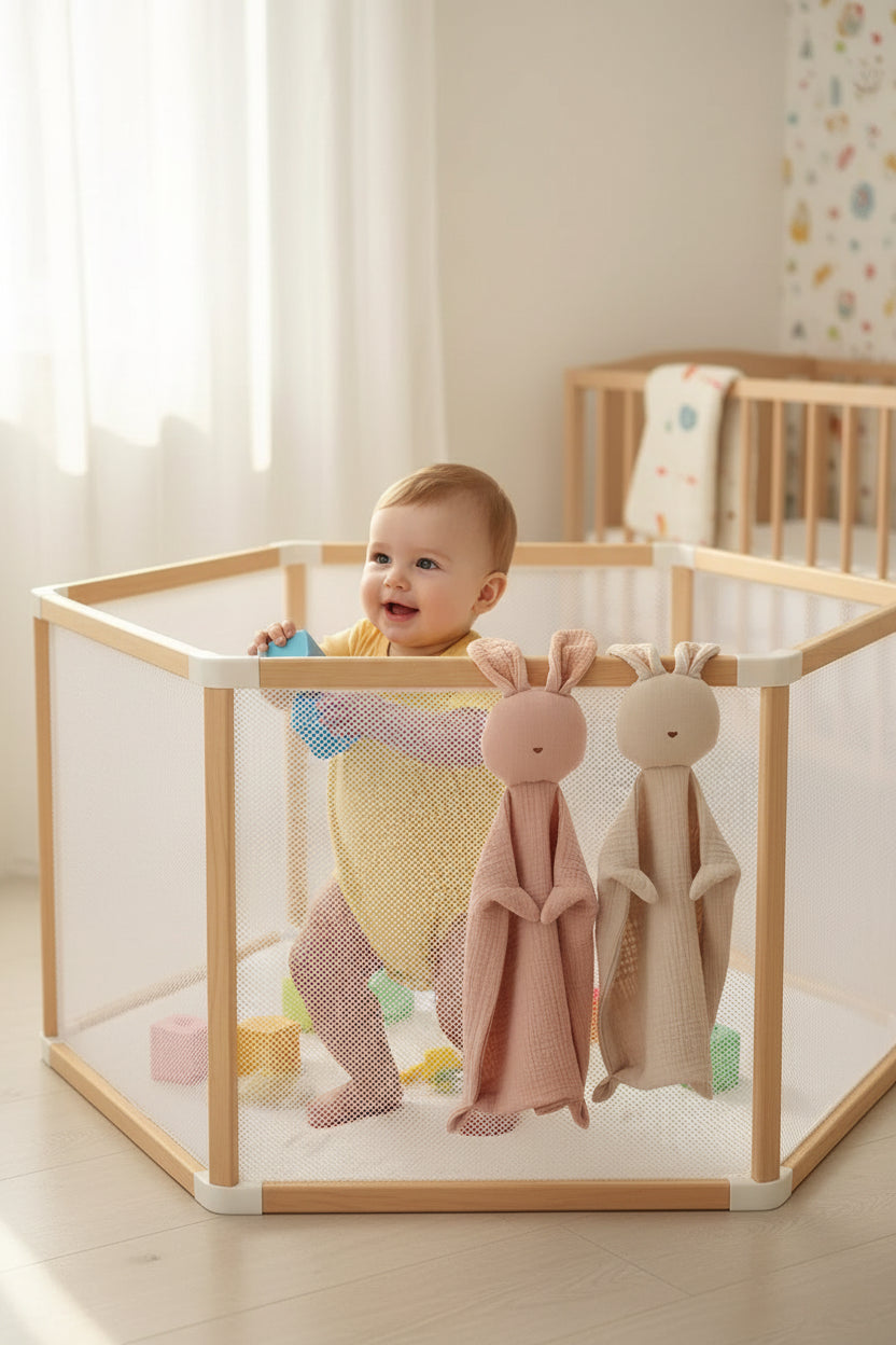 Doudou Lapin Apaisant 100% Coton Mousseline pour Sommeil Serein de Bébé