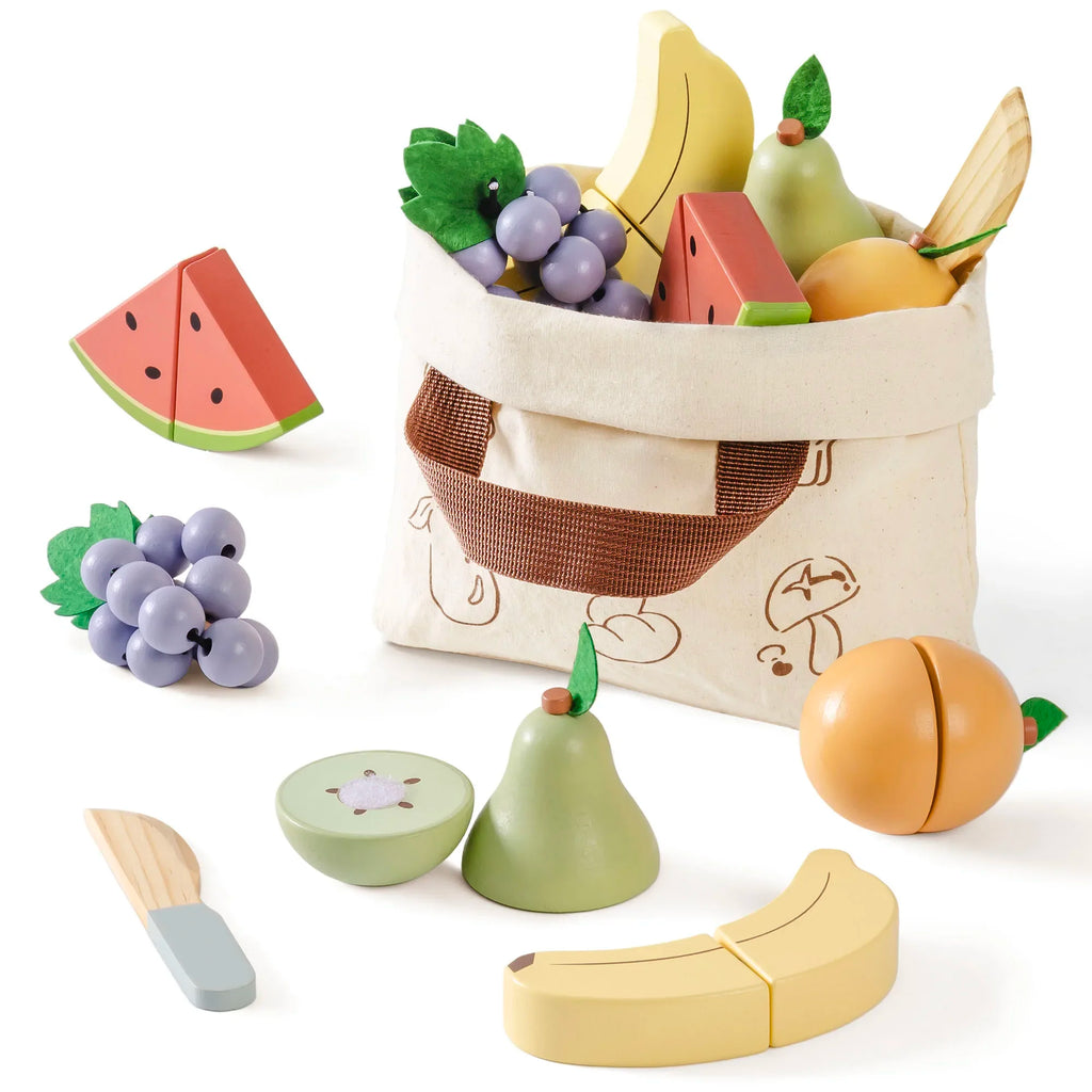 Robotime Robud - Cuisine en Bois Classique : Jeu d'Imitation Éducatif avec Fruits & Légumes à Couper