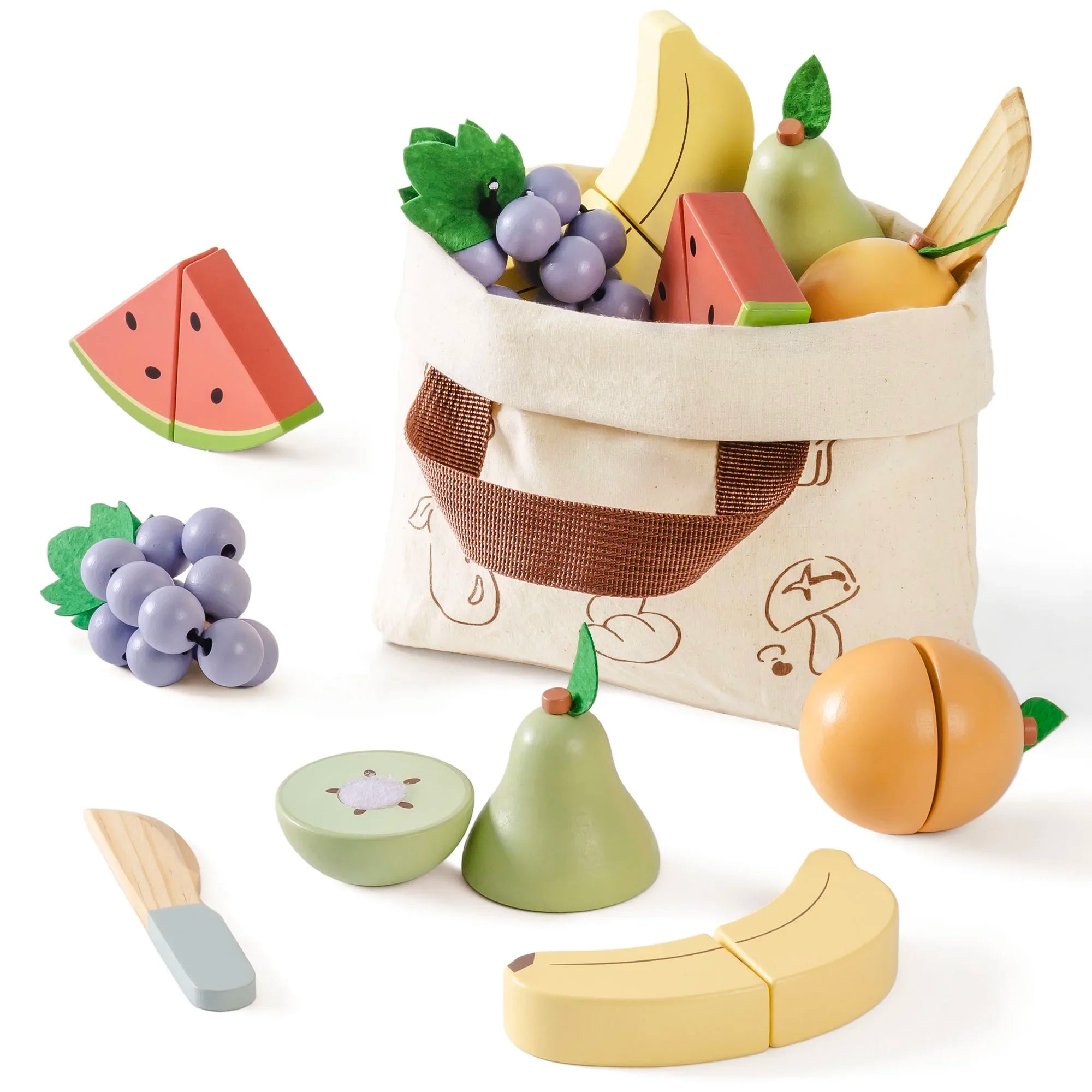 Robotime Robud - Cuisine en Bois Classique : Jeu d'Imitation Éducatif avec Fruits & Légumes à Couper