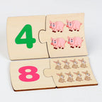 Jeu de Logique Montessori 4-en-1 : Puzzle Éducatif en Bois (Nombres, Animaux, Aliments) avec Boîte Métal