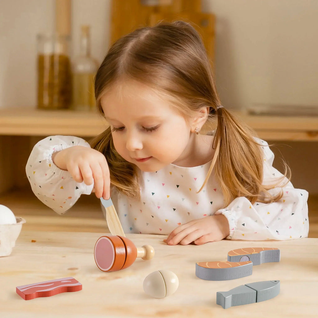 Robotime Robud - Cuisine en Bois Classique : Jeu d'Imitation Éducatif avec Fruits & Légumes à Couper