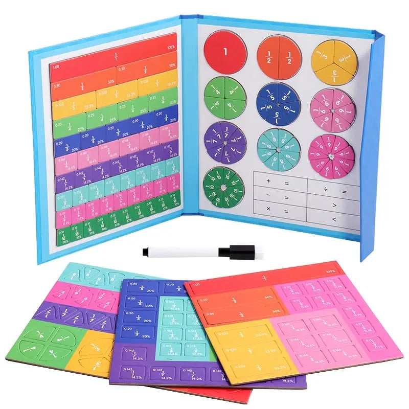 Jeu de Fractions Magnétiques Montessori en Bois - Apprendre les Maths en S'amusant