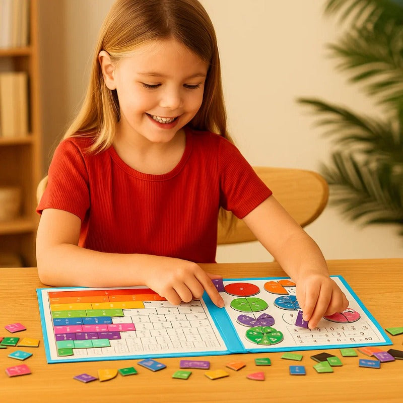 Jeu de Fractions Magnétiques Montessori en Bois - Apprendre les Maths en S'amusant