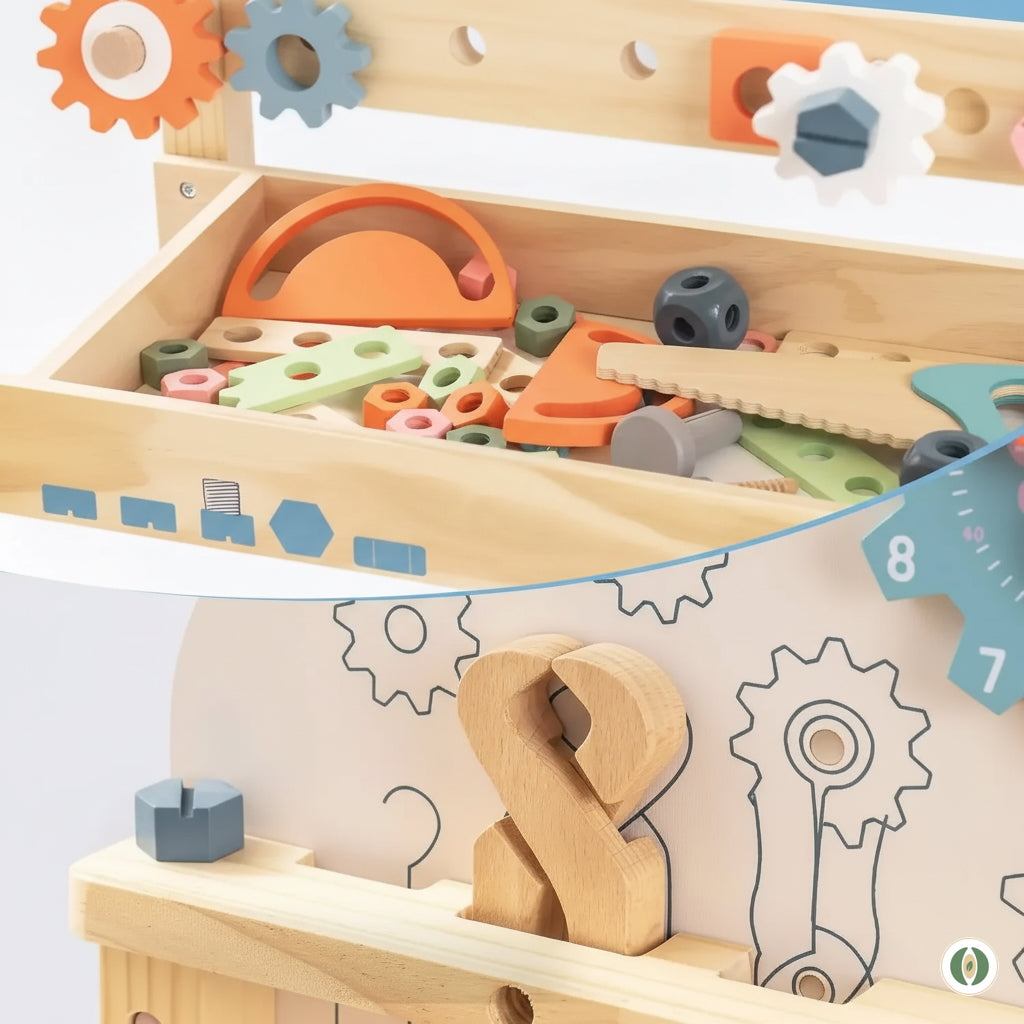 Robotime Robud - Établi en Bois Multifonctionnel - L'Atelier de Bricolage Idéal pour Enfant (3+ Ans)
